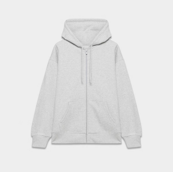 Aritzia Cozy Sweatfleece Boyfriend Zip Hoodie Heather Chrome XS - Picture 7 of 7